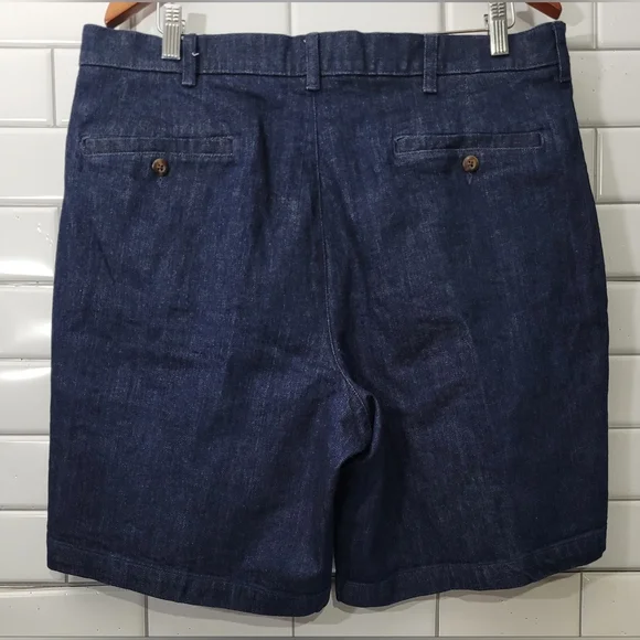 Roundtree Yorke Vintage Mens Dark Blue Denim Shorts Pleated